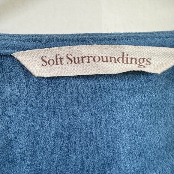 Soft Surroundings Faux Suede Cardigan Draped Open Front Jacket size SMALL Blue - Picture 5 of 12